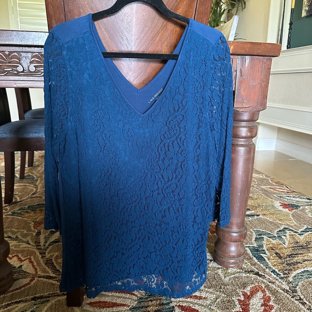 Lane Bryant 14/16 lace blue top